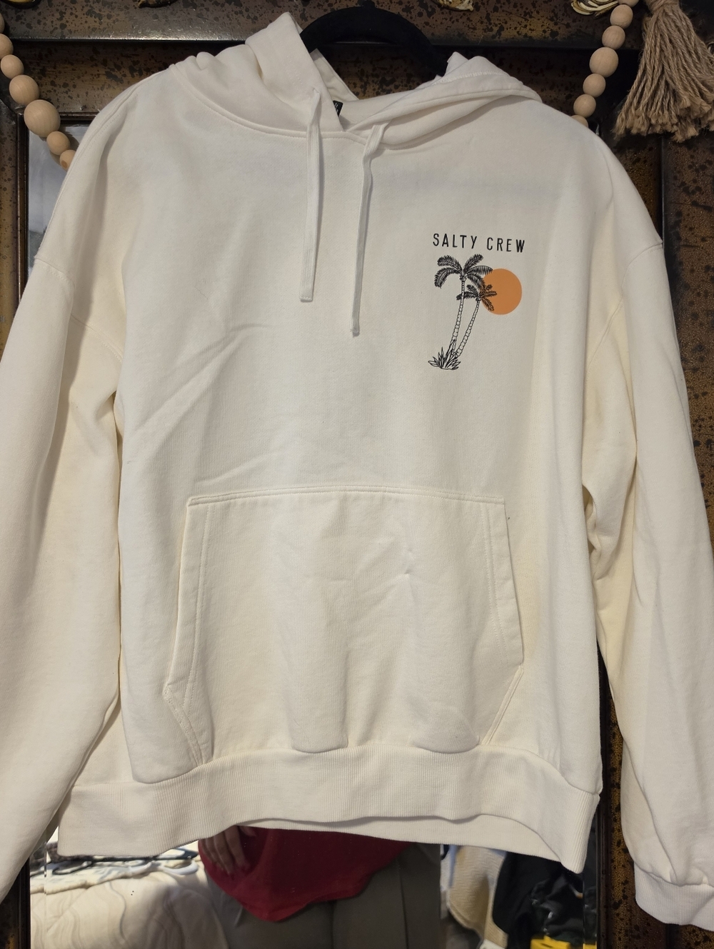 Salty Crew Mens Cream Hoodie with Palm Graphic